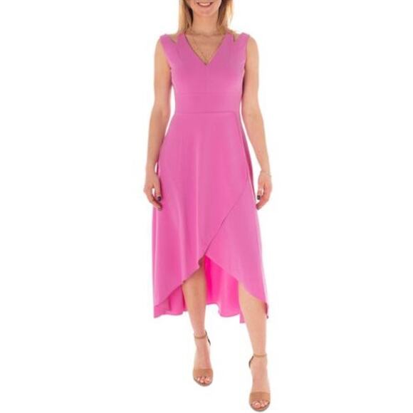 MAISON TARA Dress Size 4 Savanah Midi Cut Out Crepe Fit & Flare Wedding NWT - Picture 1 of 16